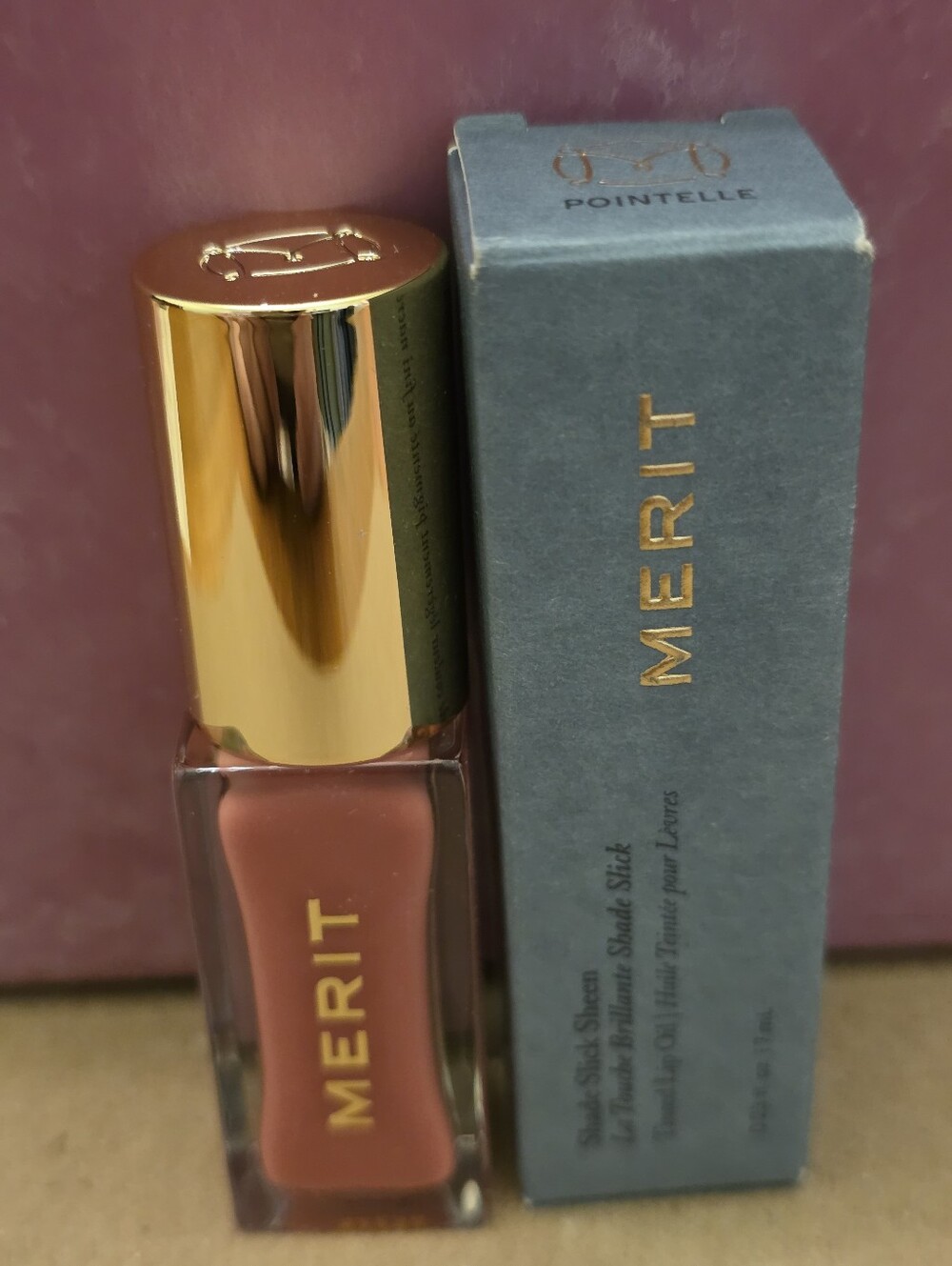 Merit Shade SlickTinted Lip Oil Pointelle- cool baby pink. BNIB - Picture 3 of 5
